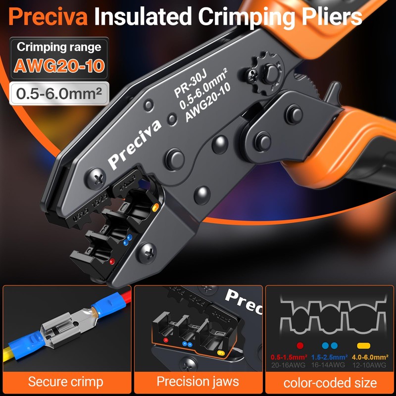 Preciva Insulated Crimping Tool Set with Storage Case, Ratcheting Wire