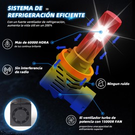 Duo Lu Tong H11 H8 H9 Faros LED para Auto, Luz Alta Baja, 100W,24000LM,600% Más Brillante,6000K Blanco Frío, Kit de Conversión,2 Paquetes