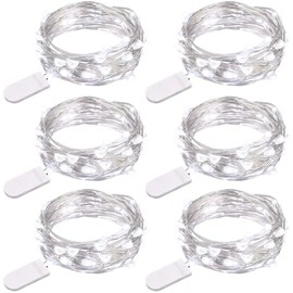 [6 paquetes] EShing Luces de hadas alimentadas con pilas, 7 pies, 20 luces LED mini en cadena, luces de luciérnaga, luces para tarro Mason, luces centelleantes para jarrones, centros de mesa DIY