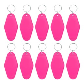 PATIKIL Vintage Motel Keychain, 10 Pack Blank Hotel Keychains Rhombus Retro Key Tag for DIY Crafts Ornament Backpack Luggage Labels Tags, Rose Red