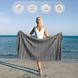 Ossano Gray Turkish Beach Towels - Quick Dry & Soft, Oversized (39" x 71"), Compact, Versatile and Functional, Ideal as Travel Blanket or Cruise Towel, Boat Towel