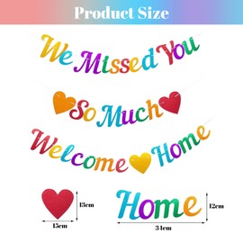 Calkkrer Pack of 1 Welcome Home Banner, Colourful Decoration for Homecoming, Welcome Garland, Wir Haben Euch Vermisst Banner, Party Supplies