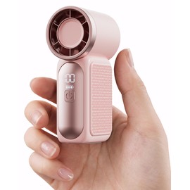 Gaiatop Portable Handheld Mini Fan, 6 Speeds 16900 RPM High Velocity Personal Fan with LED Display, USB Rechargeable, Mini Fan with Lanyard for Makeup, Travel, Outdoor Fan for Women Girl Gift, Pink