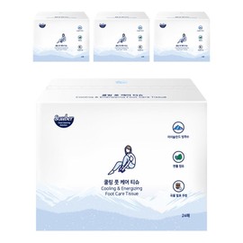Sauber Cooling Foot Care Tissue, 24 Sheets, 4 Pieces / 자우버 쿨링 풋 케어 티슈, 24매입, 4개
