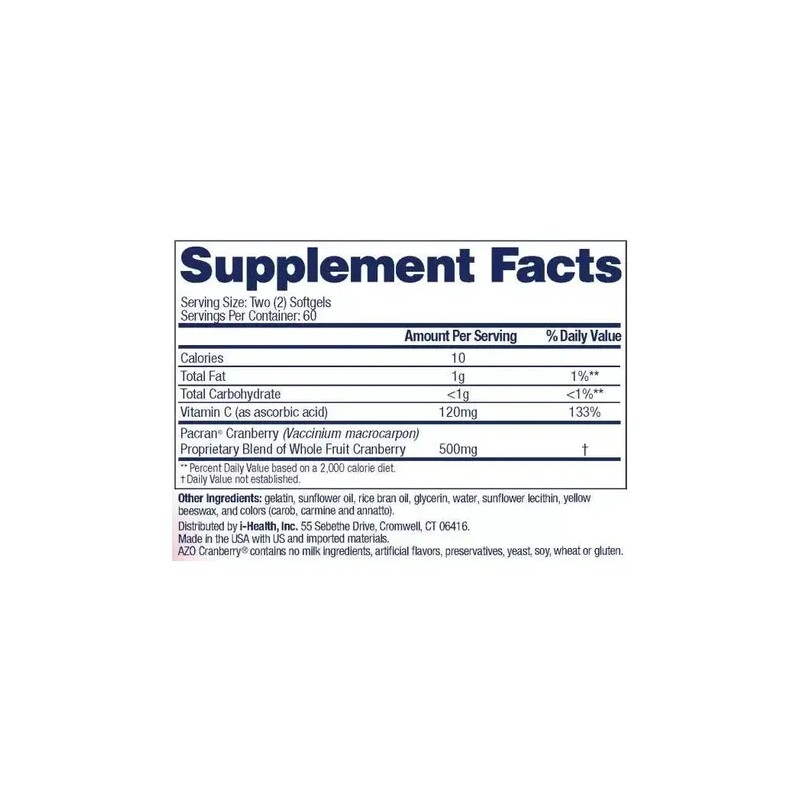 Suplemento Cápsulas Fibra Vitaminas Azo Sabor Arándano Rojo 130 100