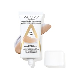 Anti-Aging Foundation by Almay, Smart Shade Face Makeup with Hyaluronic Acid, Niacinamide, Vitamin C & E, Hypoallergenic-Fragrance Free, 100 Light, 1 Fl Oz (Pack of 1)