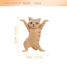 5Pcs Dancing Cat Figurine Pen Holder Cute Dancing Cats Holder Desk Ornament Coffin Dance Cat Airpod Earbuds Holder for Cat Lovers Gifts