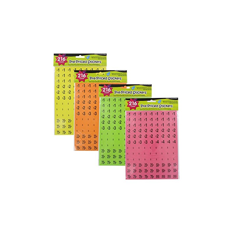 216 Preprinted Price Garage Sale Labels (Asst: Colors)