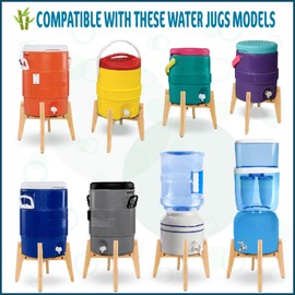 ZPirates 5 Gallon Water Dispenser Stand - Adjustable, Holds (3-5 Gallon) Medium-Large Drink Jugs Bottles Jars and Ceramic Crocks - Bamboo Stand Only