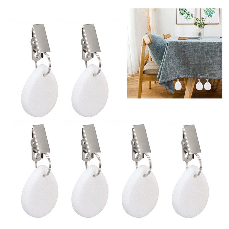 6Pcs Tablecloth Weights Marble Stainless Steel Small Size Waterproof Rustproof