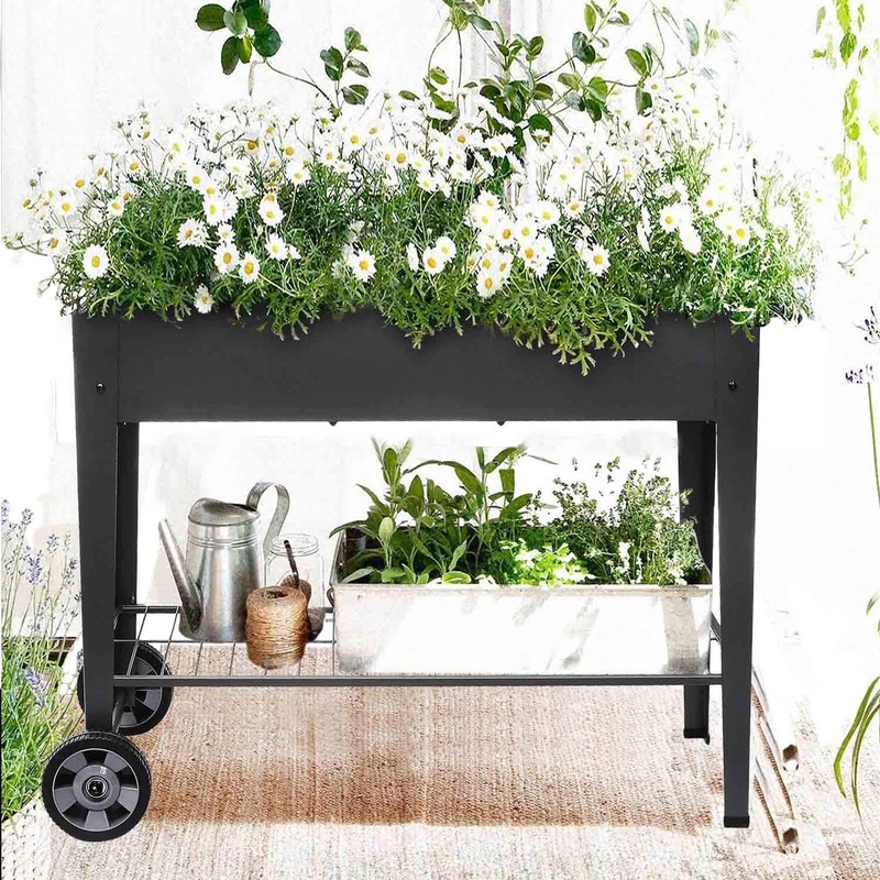 FOYUEE Raised Planter Box with Legs Outdoor Elevated Garden Bed