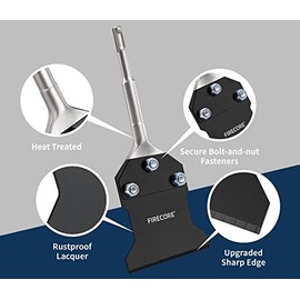 SDS Plus Floor Scraper with Spare Bolts and Nuts, Firecore 4 Inch x 10 Inch Rustproof Tile Removal Tool Thinset Remover Chisel Bits for Rotary Hammer Drill, Flooring Adhesives Remover FS23410B