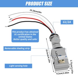 BTFO Photocell Sensor for Outdoor Lights, 120VAC 50/60Hz Controls Lighting Dusk to Dawn IP54 Waterproof Photoelectric Switch with Swivel Mount for LED/Halogen/CFL in Street Yard Landscape