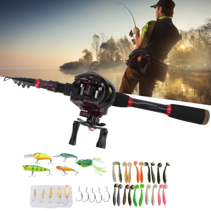 Fishing Rod and Reel Combos Carbon Fiber Telescopic Fishing Pole
