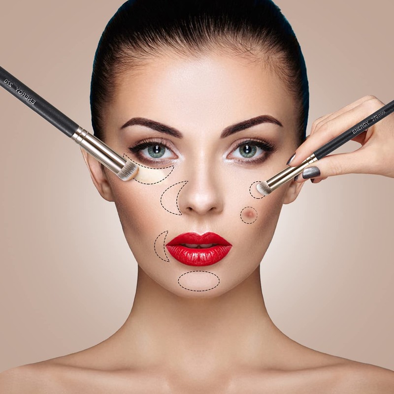 ENERGY 3-in-1 Angled Foundation Brush Flat Top Concealer Brush Set