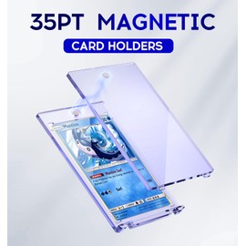 50ct Magnetic Card Holder for Trading Cards, 35pt One Touch Card Holder, Card Protectors Hard Plastic, Magnetic Card Case for Sports Card, Baseball Card Holders, Display Case for Standard Cards
