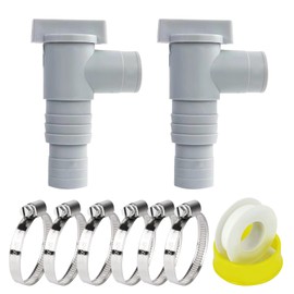 XSYKJGS Shut-off Valve for Pools with 32 mm Hose Connection, Pool Stopcock 32 mm to 38 mm, Pool Hose Adapter with 6 Hose Clamps for Above Ground Pool and Pool Pump Maintenance, Pack of 2
