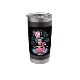 Abe Lincoln Flamingo Pool Floatie 4th of July Stainless Steel Insulated Tumbler