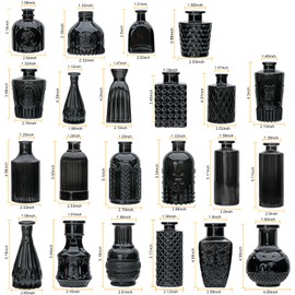 Brajttt Bud Vase Set of 25, Black Vases, Glass Bud Vases in Bulk, Small Vases for Mini Flower Vase Set, Cute Vintage Glass Vases Set for Flower,Wedding,Home,Centerpiece Table Decorations