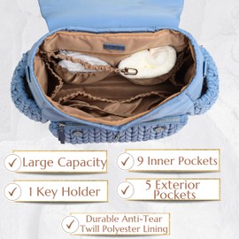 SEWBOO Diaper Bag BackPack Large Capacity Travel Mommy Bag Waterproof and Stylish with Changing Pad Baby Bag for Women and Girls