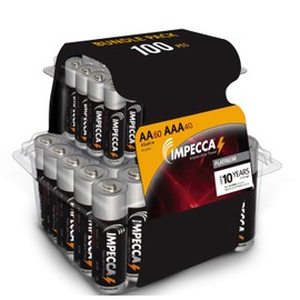 IMPECCA AA and AAA Batteries Combo Pack (100 Pack) High-Performance Alkaline Battery, AA 60 Count AAA 40 Count, Leak-Resistant, and Long-Lasting Technology