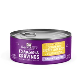 Stella & Chewy's Carnivore Cravings Savory Shreds - Wet Cat Food - High-Moisture Formula with Premium Cage-Free Chicken & Chicken Liver - Perfect for Picky Eaters - 2.8 oz, 12 Count