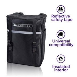 AlveyTech Extra Large Insulated Seat Back Bag Backpack - For Mobility Scooters, Power Chairs, Wheelchairs, &Transport Chair, PEVA lined Travel Basket Accessories, Black Ripstop Nylon Organizer Bags