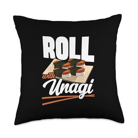 Roll With Unagi Japanese Eel Seafood Kabayaki Foodie Throw Pillow