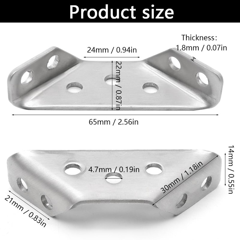 KtbeYTi 22 PCS Corner Bracket Stainless Steel Furniture Corner Connector