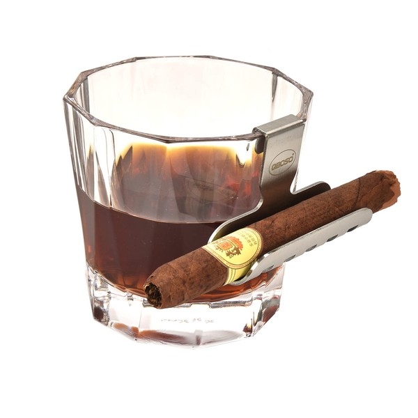 Whisky Glass Cigar Holder QBOSO Portable Cigar Holder With Hollow-carved Design, Whisky Glass-Mate on the Bar Countertop,Make Your Drinking and Smoking more Enjoyable
