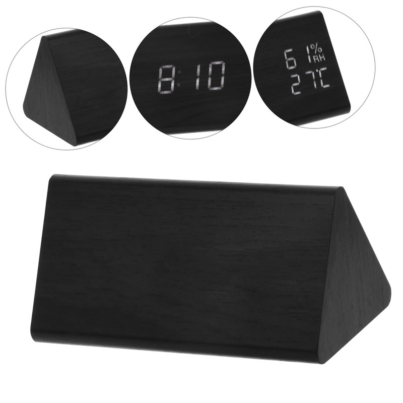 Gatuida LED Alarm Clock with Sound Control Wooden Digital Desk