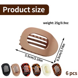 6 Stück Flache Haarklammern für Damen,Haarklammer Groß Frauen Haarspangen,Starker Halt Matte Große Haarklammer,Gebogenes Design für Liegen,Rutschfest für Dünnes und Dickes Haar,Leopardenmuster