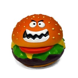 WANT CHEW Latex Dog Squeaky Chew Toys, Angry Hamburger 3.15"