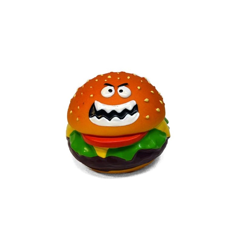 WANT CHEW Latex Dog Squeaky Chew Toys, Angry Hamburger 3.15"