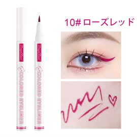 Cute Color Waterproof Eyeliner Liquid Pen Long Lasting Beginners Women Color Teardrop Bag Ultra Fine Black and White 10 Colors (10# Rose Red)