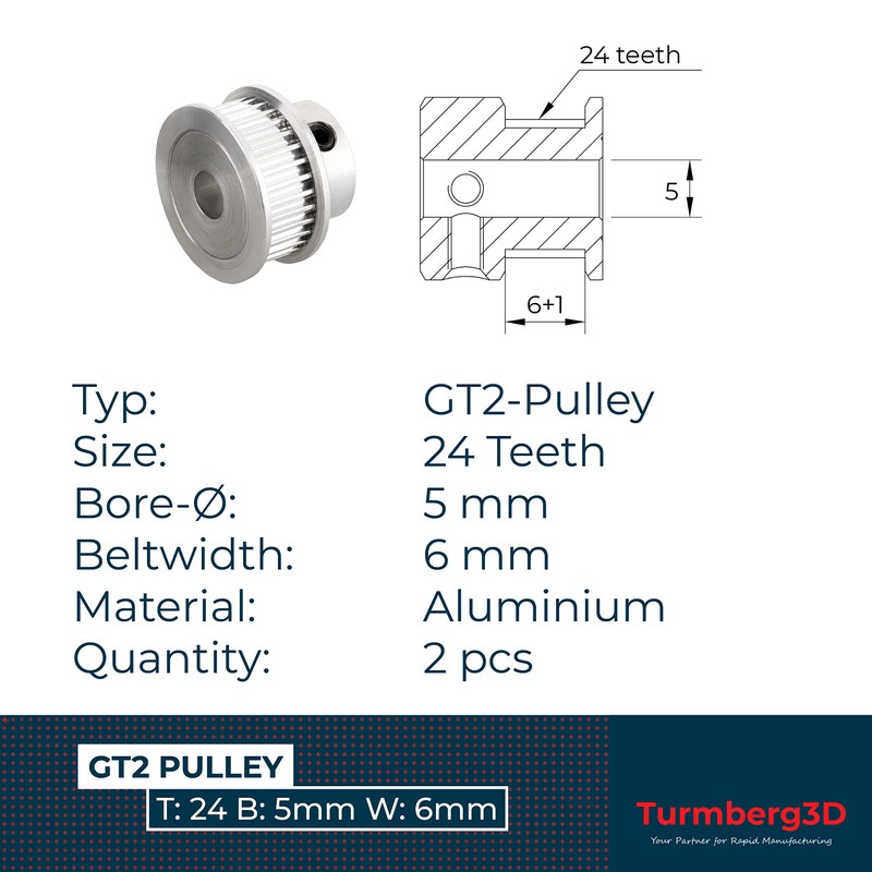Turmberg3D - 2x GT2 Timing Belt Wheels / Pulley Drive