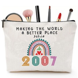 Gekamoyue 18th Birthday Girl, 18th Birthday Make Up Bag, Portable Makeup Bag, Girls Travel Utensils, Birthday Gift for Women Vintage 2007