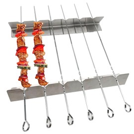 Barbecue Skewer Kabob Set, Stainless Steel BBQ Sets Includes 6 Skewers with 2 Skewers Rack