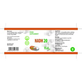 NADH 20 mg 60 Vegan Capsules, Laboratory Tested, High Dosage, Non-GMO