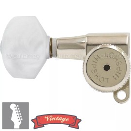 Hipshot NEW Hipshot VINTAGE 6-in-Line Locking Tuners 8.5mm Oval Keys LEFT-HANDED, NICKEL