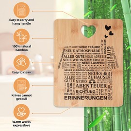 Trukafie Housewarming Gifts, 28 x 22 x 1 cm, Bamboo Chopping Board, Gift for Housewarming, Housewarming Gift, Home, Housewarming Gift