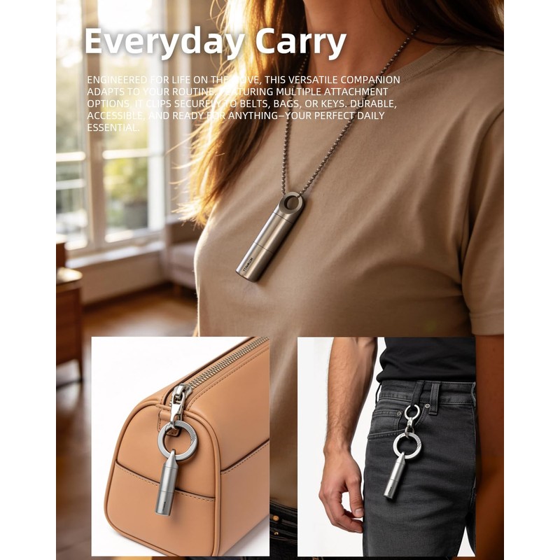 Tikey Titanium EDC Pill Container, Waterproof Keychain Capsule, Pocket Purse