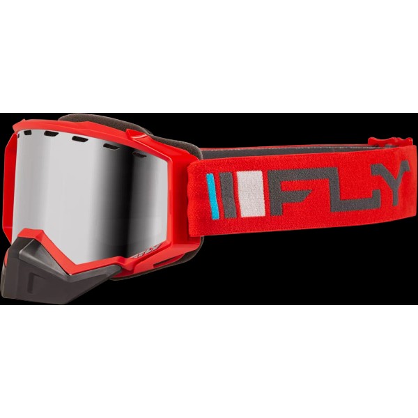 FLY RACING ZONE SNOW GOGGLE RED/CHARCOAL W/ SILVER MIRROR/SMOKE LENS