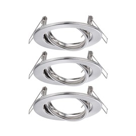 Paulmann 93391 Recessed Light Set of 3 Swivelling Round Dimmable Recessed Spotlights Brushed Iron Spotlight Metal Recessed Lamp GU10