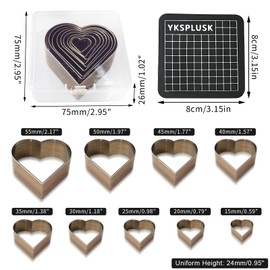 YKSPLUSK 9 Pcs Leather Hole Cutter Tool Set, 9 Sizes Heart Shape Cutter Tools High Carbon Steel, Leather Cutting Dies Kit for DIY Leathercraft, Leather Hollow Punching with Plastic Box