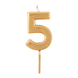 Caspari Number Candle, 5, Gold