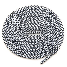 KURISET Round Athletic Shoelaces 2 Pair - For Mountaineering Hiking Walking Boot Thick Shoelace String Rope Shoe Laces, White-black, 54 inches (137 cm)