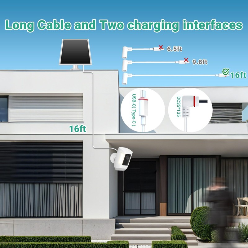 VERVERAY 2 Pack 6W Solar Panel for Ring Camera Outdoor