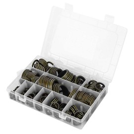 240Pcs Washer, Flat Washer, Metal Rubber Sealing Oil Ring, Rubber Ring, 68 8 mm NBR Drain Plug Gasket Set with Plastic Box