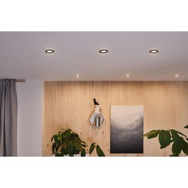 Paulmann Nova 94474 LED Recessed Light Set of 3 Rigid Warm White 3 Levels Dimmable Round Including 3 x 6.5 Watt Dimmable Recessed Spotlights Black Matt Aluminium Recessed Lamp 2700 K Coin